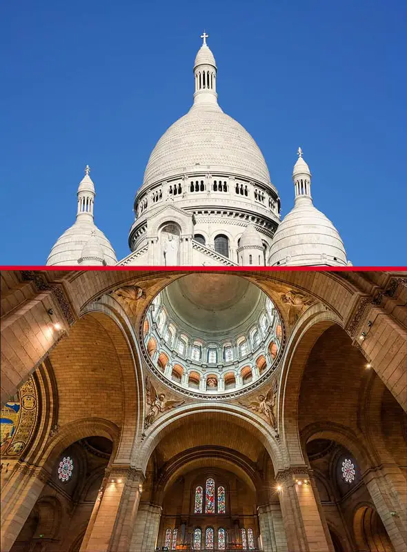 La cúpula de la Basílica del Sagrado Corazón de París por dentro y por fuera