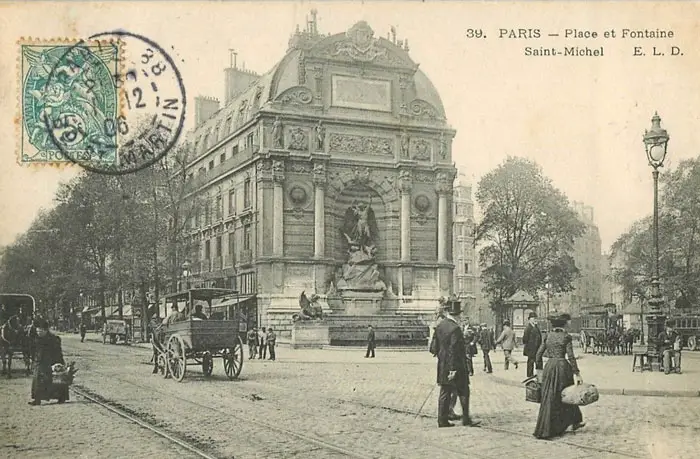Fuente Saint Michel Paris en 1906